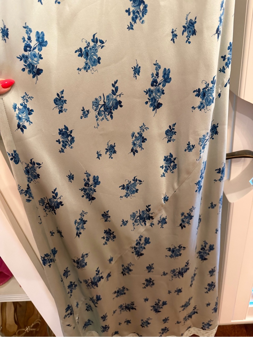 New Reformation Silk Clarisse Blue Floral Square-Neck Maxi Dress. Size 4. - Picture 8 of 12